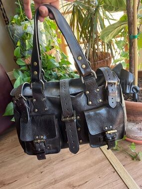 Authentic Mulberry Roxanne Dark Brown Pebbled Leather Y2K Satchel Bag